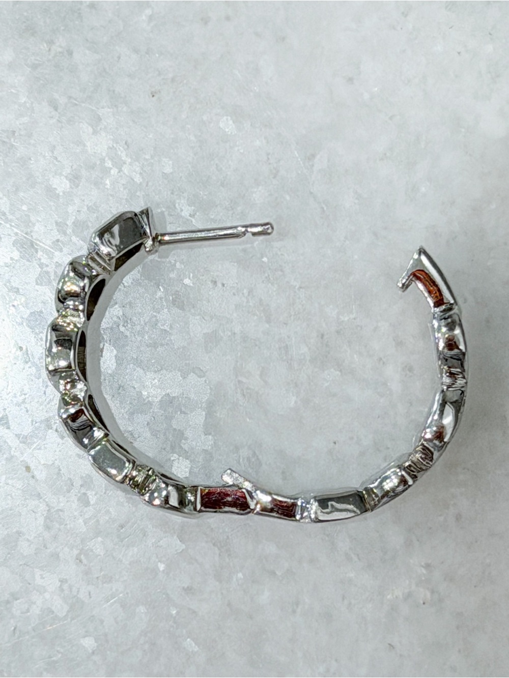 Sterling Silver Pebbled Hoop Earrings - Picture 8 of 10